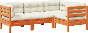 vidaXL Set canapele grădină cu perne, 4 piese, maro ceruit, lemn pin