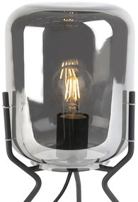 Lampa de masa de design neagra cu sticla fumurie - Bliss