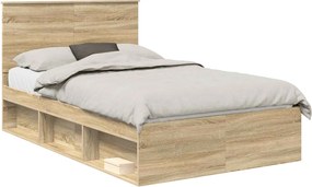 vidaXL Cadru de pat cu headboard Sonoma 120 x 190 cm Lemn de pin masiv