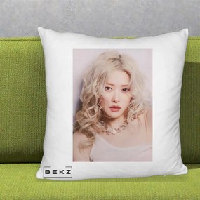 Perna Personalizata K-pop BLACKPINK Rose, 40x40 cm, Alb Pufos, Husa Detasabila, Perna Inclusa, BEKZ®