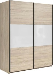 Dulap TETRIX, stejar sonoma/alb lucios, PAL, cu 2 usi, 154x60x196 cm