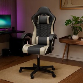 Juskys Scaun de birou HyperSeat - negru/bej