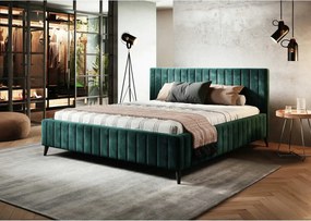 Pat MAGGIE SR 180x200, stofa catifelata verde - Riviera 38, cu suport