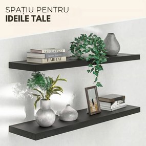 Poliță de perete FIGO + consolă, 90cm, negru Casaria