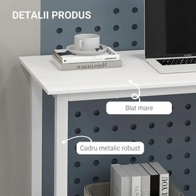 HOMCOM Birou pentru Computer cu Picioare Reglabile, 120x60x76 cm, Alb | Aosom Romania