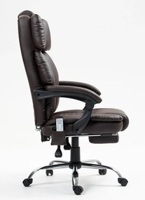 RESIGILAT- Scaun directorial, cu Masaj și Încălzire, suport picioare, PU, Maro