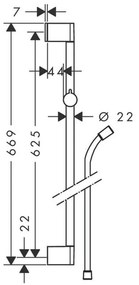 Set de dus Hansgrohe, Crometta Vario Unica, cu bara de 65 cm, 2 jeturi