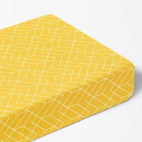 Goldea cearceaf de pat bumbac 100%  cu elastic - mozaic galben 160 x 200 cm