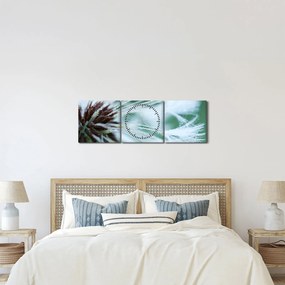 Tablou - Detaliu floare (cu ceas) (90x30 cm)