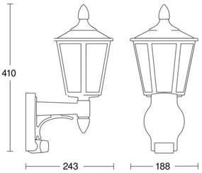 Steinel 617813 - Exterior senzor Corp de iluminat perete L 15 1xE27/60W/230V