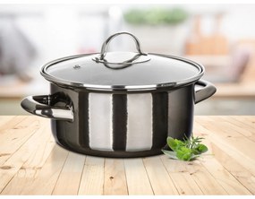 Banquet Oală emailată METALLIC Black 20 cm, 2 l,cu capac, 20 cm