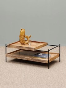 Masuta de cafea, cu blat glisant, din lemn de mango, Modular