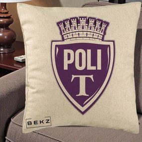 Perna Personalizata Poli Timisoara Fotbal, 40x40 cm, Bej, Husa Detasabila, Perna Inclusa, BEKZ®