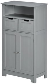 kleankin Mobilier de baie cu 2 sertare, raft, dulap cu ușă, raft reglabil, 60 x 30 x 109 cm, gri | Aosom Romania