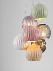 Lustra cu 7 pendule, Ceramica, Sticla, Multicolor, MELINE
