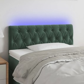 3121993 vidaXL Tăblie de pat cu LED, verde închis, 100x7x78/88 cm, catifea