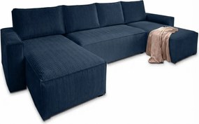 Coltar in forma de U SMART COSARO 295x140 cm, albastru inchis