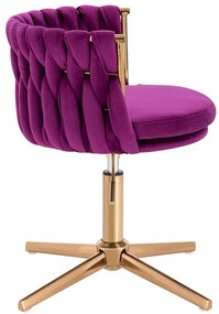 HR450CROSS Scaun Fucsia din Catifea cu Bază Aurie