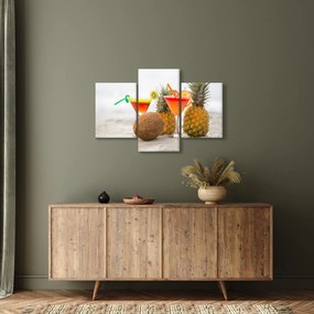 Tablou cu ananas și pahare pe plajă (90x60 cm)