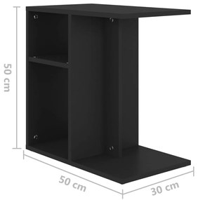 Masa laterala, negru, 50x30x50 cm, PAL 1, Negru