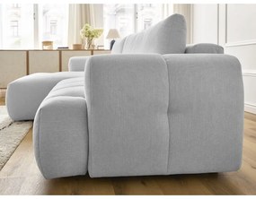 Colțar gri deschis extensibil/cu spațiu de depozitare (cu colț pe partea stângă/cu șezlong) Fuji – Bobochic Paris