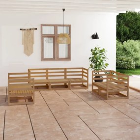 3075452 vidaXL Set mobilier de grădină, 7 piese, maro miere, lemn masiv pin