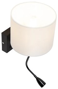 Lampa de perete moderna neagra cu abajur alb - Brescia