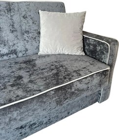 Canapea SAMY NEXT extensibila, 2 locuri, cu lada de depozitare, catifea plusata gri, cadru metalic, 152x100x92 cm Gri, catifea plusata