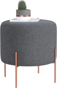 Taburet COPPER 47, gri/cupru, material textil/otel, 40x40x42 cm