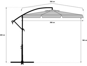 Umbrela de soare pliabila de gradina gri, LEVI 300 cm + ambalare gratuită