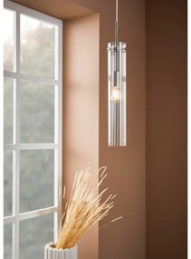 Lustră argintie cu abajur din sticlă Tubo – Markslöjd