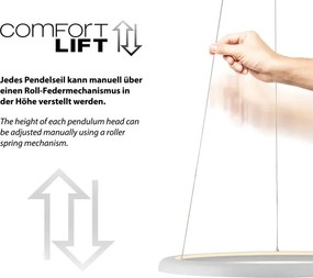 Schöner Wohnen QUILLO lustră suspendată pe cablu, LED 36 W, 230 V, Ø 60 cm, reglabilă, albă (15570-16-LED)