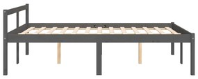 Cadru de pat dublu 4FT6,gri, 135x190 cm, lemn masiv de pin Gri, 135 x 190 cm
