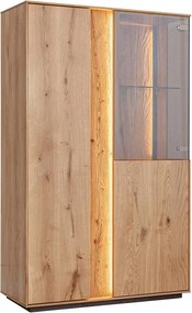 Vitrină lemn masiv Joasă Aurora Iluminată Stejar, 85 × 37 × 140 cm