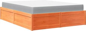 vidaXL Pat cu saltea, maro ceruit, 140x200 cm, lemn masiv pin