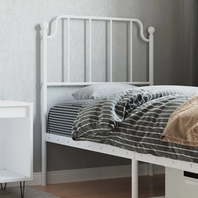 373963 vidaXL Tăblie de pat metalică, alb, 80 cm