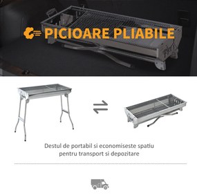 Gratar Barbecue Portabil si Pliabil Outsunny, Otel Inox, 73x33x71cm | Aosom RO