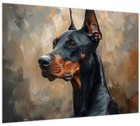 Tablou pe sticlă - Portretul lui Dobrman (70x50 cm)