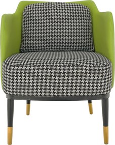 Fotoliu design, model alb-negru/ piele ecologică verde, EMREN