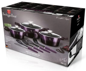 RESIGILAT - Set oale marmorate cu capace 10 piese Purple Eclipse Berlinger Haus BH 7141