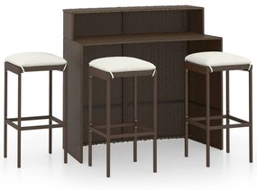 3064875 vidaXL Set mobilier bar de grădină cu perne, 4 piese, maro