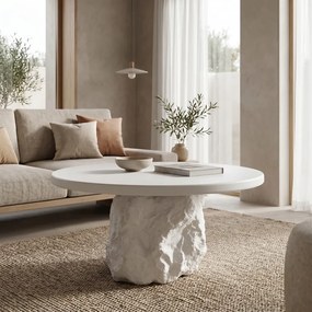 Masuta De Cafea Rotunda Zelora MDF-polirasina Alb D77x36 Cm