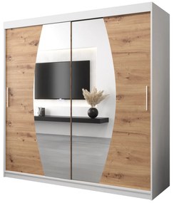 Dulap de haine 200 cm Eclipse (Alb mat + Stejar artisan). 1063429