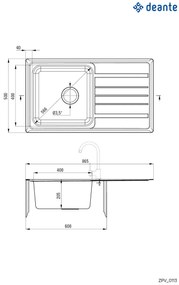 Chiuvetă din inox, 1-cuvă cu picurător, Virgo, ZPV_0113