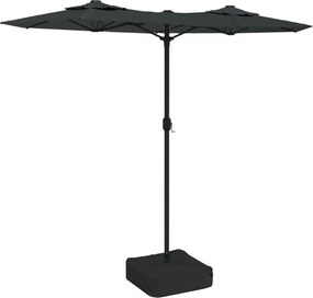 vidaXL Umbrelă de grădină cu două capete/LED-uri, antracit, 316x145 cm