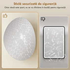 HOMCOM Dulap Baie LED, Anti-Condens, Iluminare Reglabilă 3 Tonuri, Alb, Montare pe Perete | Aosom Romania