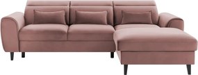 Colțar roz extensibil/cu spațiu de depozitare cu tapițerie din catifea (cu colț pe partea dreaptă/cu șezlong) Foble – ELTAP