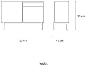 Comodă joasă de culoare gri închis 120x90 cm Corvo - Teulat