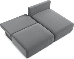 Colțar gri extensibil/cu spațiu de depozitare cu tapițerie din catifea (cu colț pe partea dreaptă/cu șezlong) Kalena – Makamii