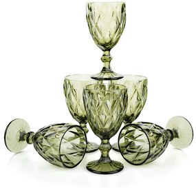 Set de pahare de vin, 6buc, 300 ml, verde, BAROLO TYPE 3